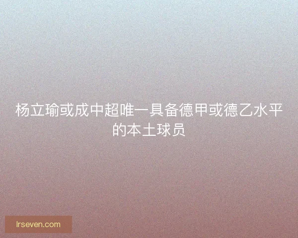 杨立瑜或成中超唯一具备德甲或德乙水平的本土球员 杨立瑜或成中超唯一具备德甲或德乙水平的本土球员